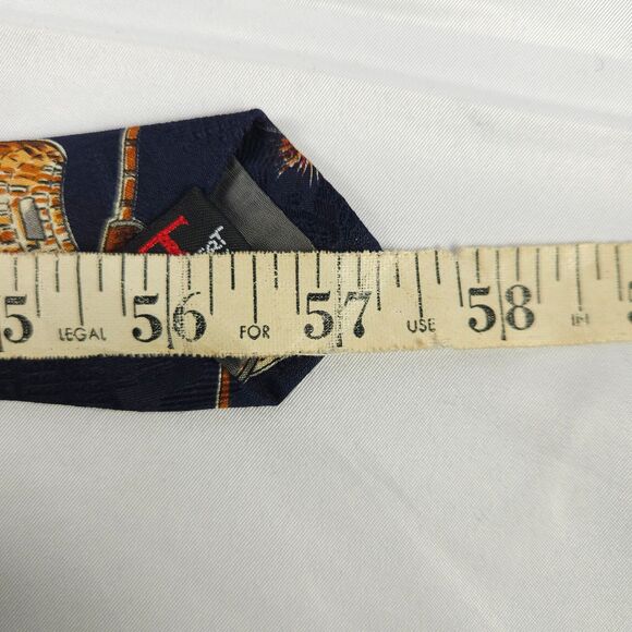 Robert Talbott Navy Blue Angler Fly Fishing Fisherman Silk Tie 4" x 57.25" USA - Picture 6 of 6